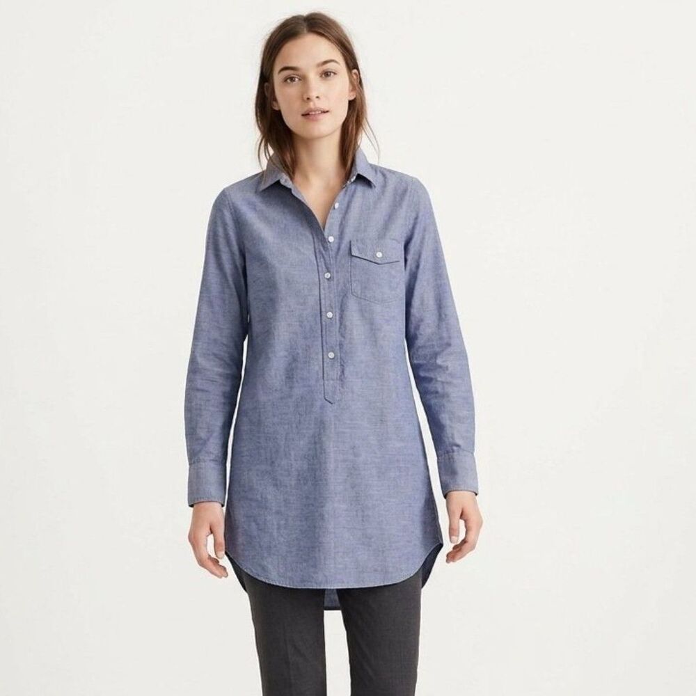 J. Crew Factory | Chambray Popover Tunic XXS Western Rodeo Outdoor Coastal